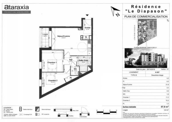 Appartement Tours 3 pièce(s) 57.90 m2