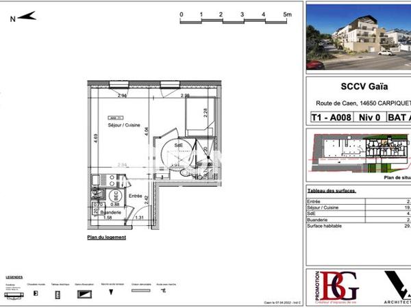 Location Studio 29.82 m² - 42 ROUTE DE CAEN Carpiquet 14650