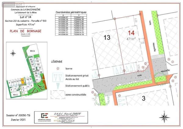 Terrain à Batir à vendre à La Baconnière en Mayenne (53240), ref : 53047/15
