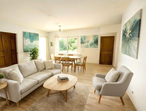 Villa de plain-pied avec garage et jardin