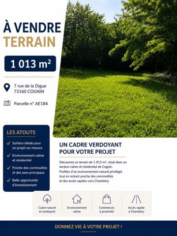 Vente / Terrain constructible à Cognin (73160)