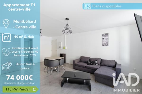 Appartement à vendre 2 pièces 40 m² Montbéliard