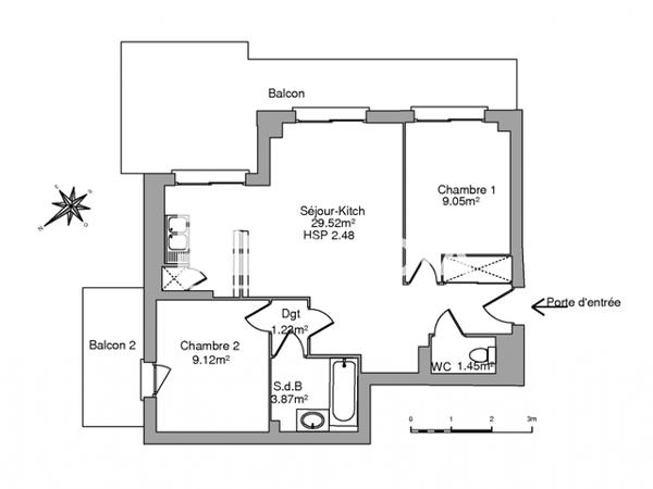 Location Appartement 3 pièces 54.53 m² - 2D RUE HENRI DUVILLARD Orleans 45000