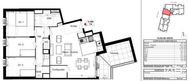 Appartement (neuf) à vendre 4 pièces 84 m² Sartrouville