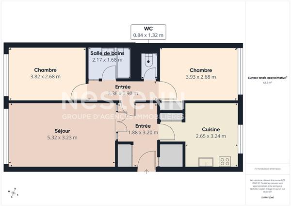 A Vendre 3 pièces 64,41 m2 Paris 19ème