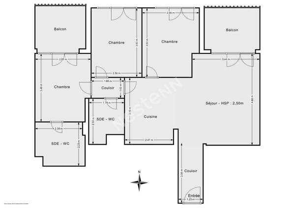 Asnières/Bécon Flachat 4 pièces 70m² avec balcons et parking