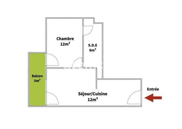 Appartement 2 pièces - 38 m² Exclusivité efficity