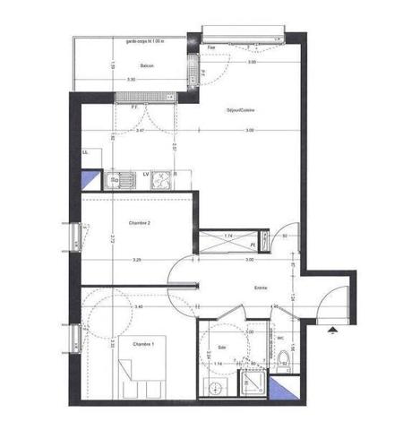 Appartement 3 pièces                                        - 44400 Rezé - Pont Rousseau Centre Réf : 11879