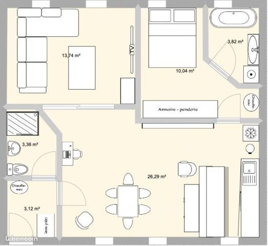T3 Lille Secteur Lille 55.50 m²