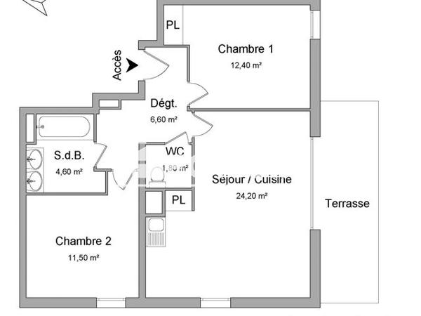 Location Appartement 3 pièces 61.1 m² - DOMAINE DES JARDINS DE BOHEME - BAT F APT 202 ETG 2 - 307 RUE RAIMON DE TRENCAVEL Montpellier 34000