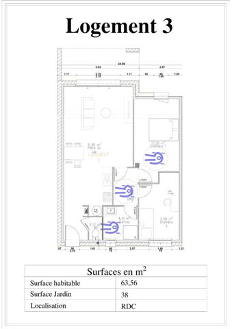 Appartement 3 pièces 65 m2