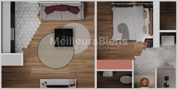 Appartement rez-de-chaussée T2 + cour + cave + 2 places de parking