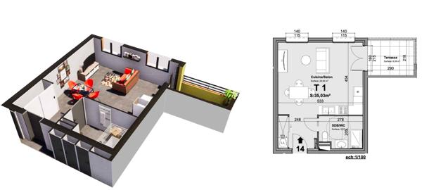 AJACCIO (Corse) Route des Sanguinaires, à vendre appartement 1 pièce avec terrasse