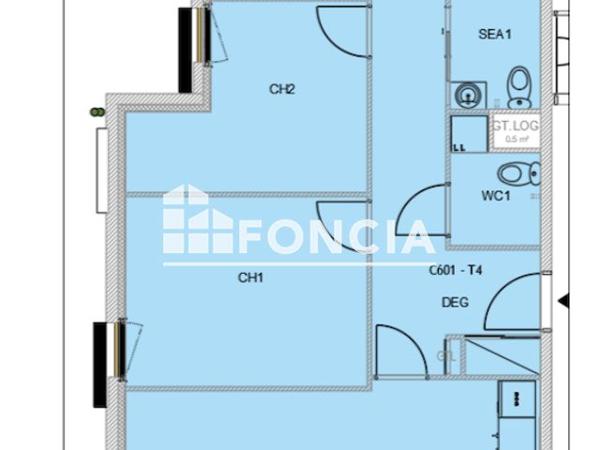 Location Appartement 4 pièces 91.5 m² - Villeneuve D'ascq 59650