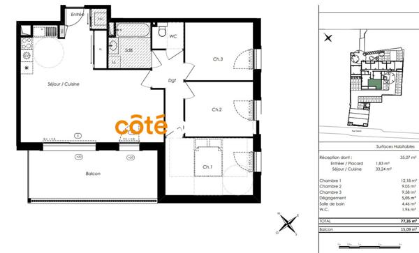 Vente Appartement76,75 m² - 4 Pièces - CHALLANS (85300)