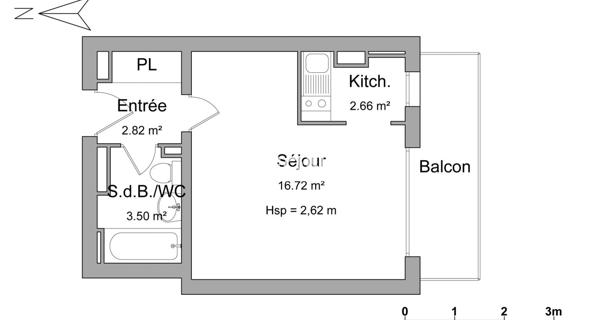 Location Studio 25.7 m² - Montmorency 95160