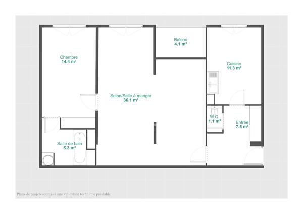Meudon Bellevue - Appartement 3 pièces de 77,56 m² avec balcon et vue dégagée