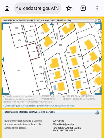 Terrain à vendre 390m² METZERVISSE (57)