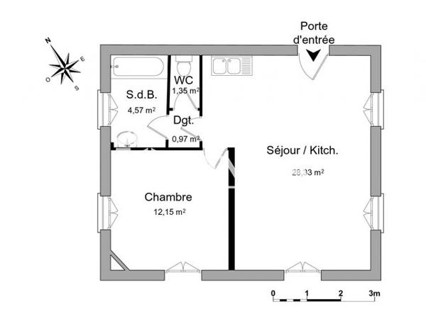 Location Appartement 2 pièces 47.37 m² - LE VILLAGE - R.N.86 Soyons 07130
