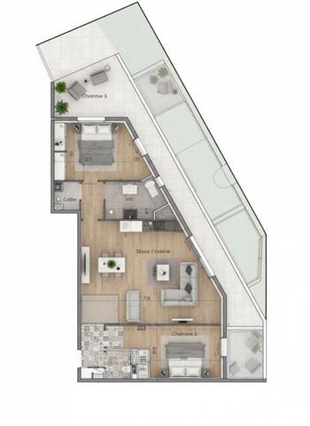 Appartement lumineux avec vaste extérieur. Entre mer et centre-ville !