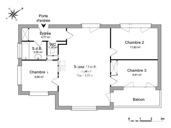 Location Appartement meublé 4 pièces 70.49 m² - 579 AVENUE DU PRESIDENT HOOVER Lille 59000