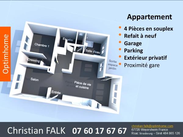 Appartement 4 pièces, garage, espace extérieur privatif