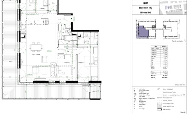 Appartement 4 chambres ile de Nantes 94m² grande terrasse A603- Nantes Sud
