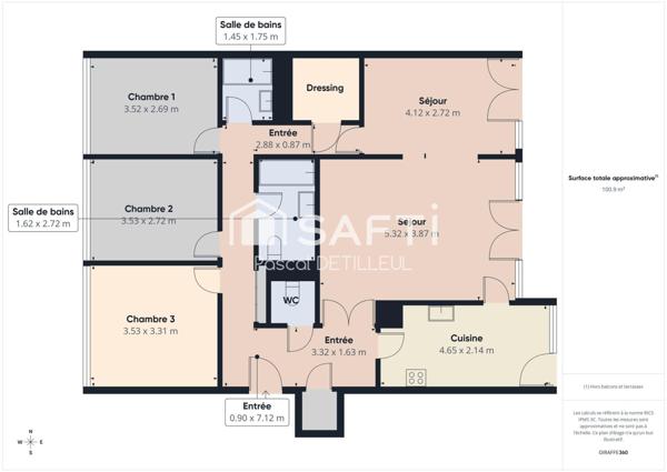 GARCHES - Buzenval appartement 5 pièces 99m2 - Dernier étage vue 180° sur Paris