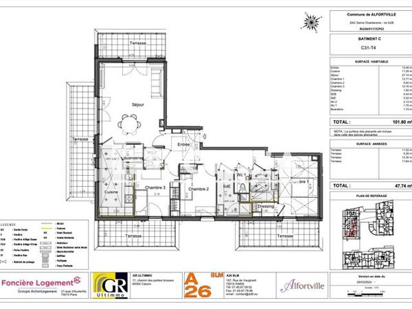 Location Appartement 4 pièces 101.8 m² - 2 RUE OLYMPE DE GOUGES Alfortville 94140