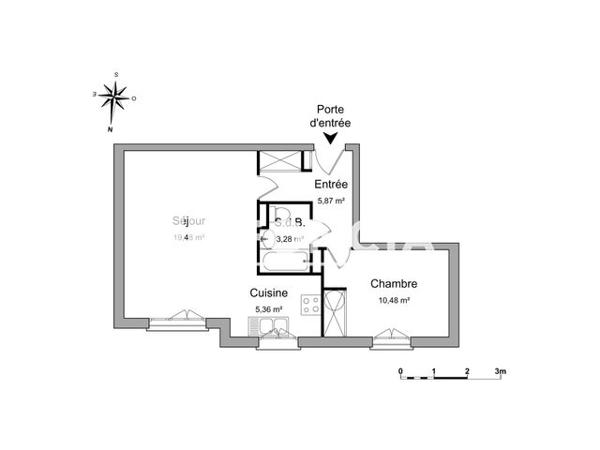 Location Appartement 2 pièces 44.47 m² - 2 RUE JAMES DE ROTHSCHILD Bussy St Georges 77600