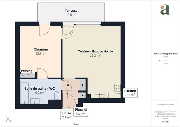 Nice Sainte-Marguerite Superbe 2 pièces lumineux de 46 m² avec belle terrasse et parking en sus