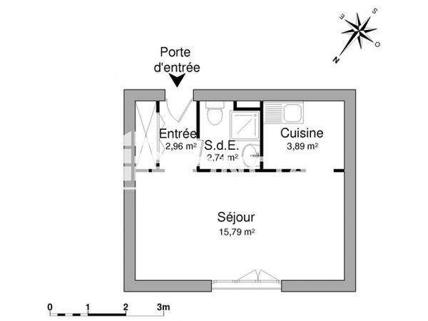 Location Studio 25.38 m² - 25 RUE DES OISONNIERES Angers 49000