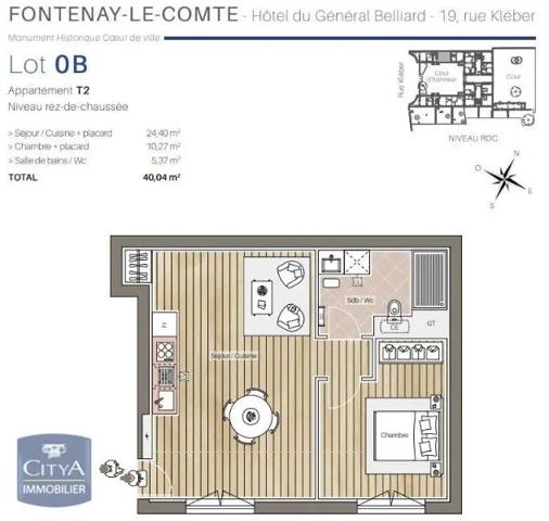 Appartement à louer 2 pièces 38.4m² Fontenay-le-Comte (85200)