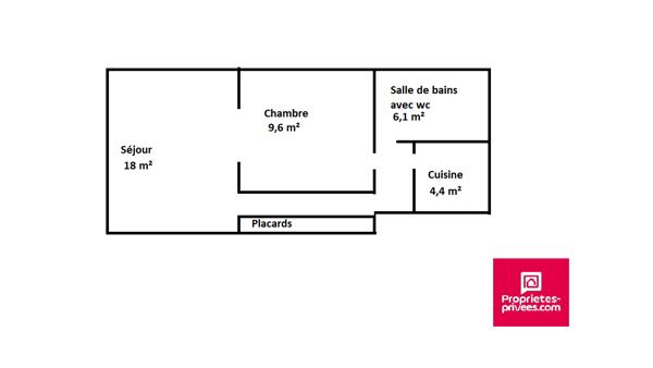 Appartement  2 pièces 45.5 m2