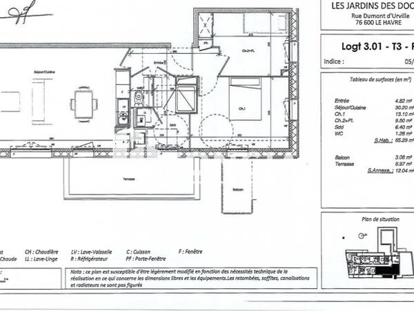 Location Appartement 3 pièces 65.29 m² - 13/15 RUE DUMONT D'URVILLE Le Havre 76600