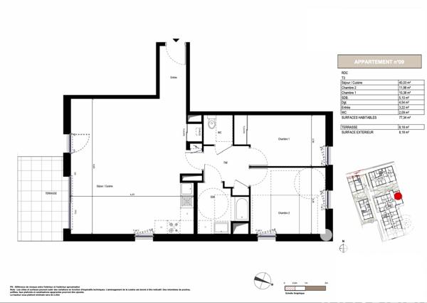 Appartement à vendre 3 pièces 77,34 m² Arradon