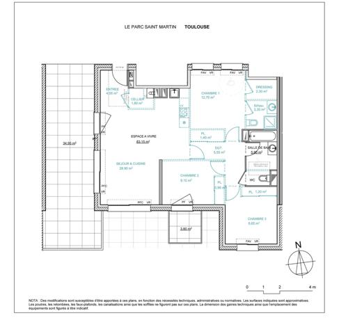 T4 dernier étage avec terrasse 35 m² – Résidence "Le Parc St Martin" – Toulouse Saint-Martin-du-Touch