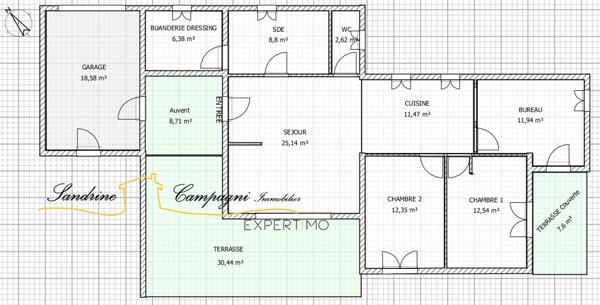 Pernes-les-Fontaines (84210) VILLA T4 PP non mitoyenne, sans travaux, en campagne non isolée vue Ventoux