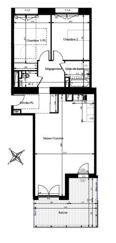 Appartement neuf type T3 à vendre BOIS GUILLAUME (76) surface 81.35 m2 + balcon 17.26 m2 + 2 park s-sol