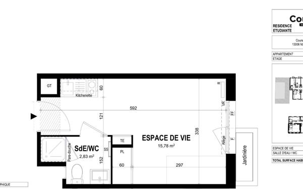 Appartement à vendre    2 pièces • 18,61 m2 Marseille 6