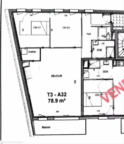 Appartement R+3-2chambres-78.90m²