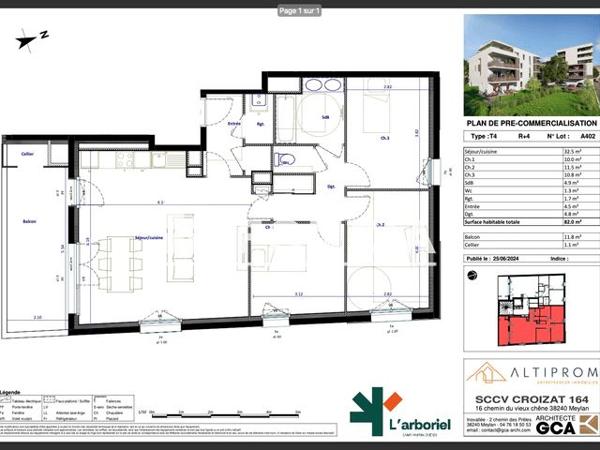À vendre Appartement 4 pièces 82 m² - Saint-martin-d'hères 38400