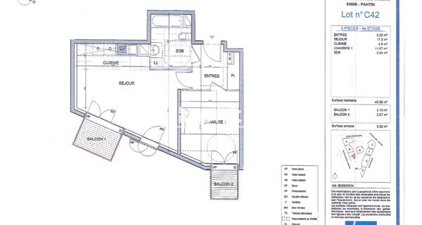 Location Appartement 2 pièces 45.56 m² - Pantin 93500