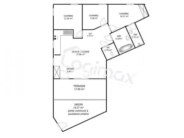 Vente appartement Lagord, 84m² 4 pièces 300 000 avec terrasse