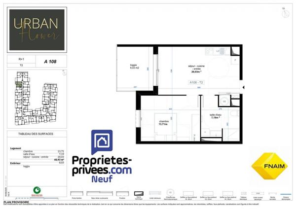 Appartement  2 pièce(s) 40.93 m2