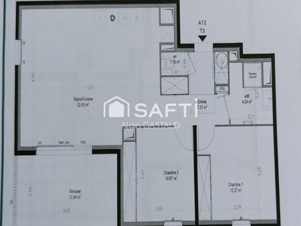 Appartement T3 avec Terrasse de 69 m2