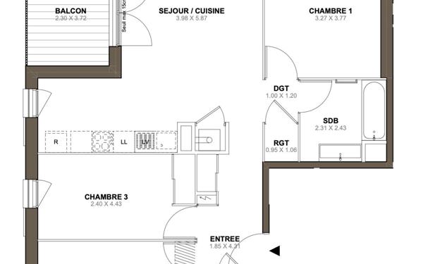 Appartement à vendre    4 pièces • 76,72 m2 Sain-Bel