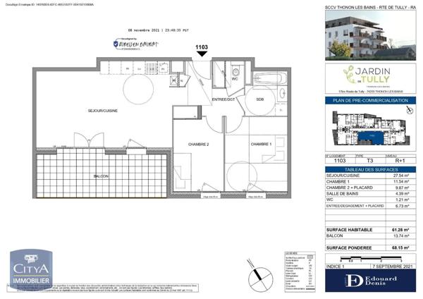 Appartement à louer 3 pièces 61.28m²