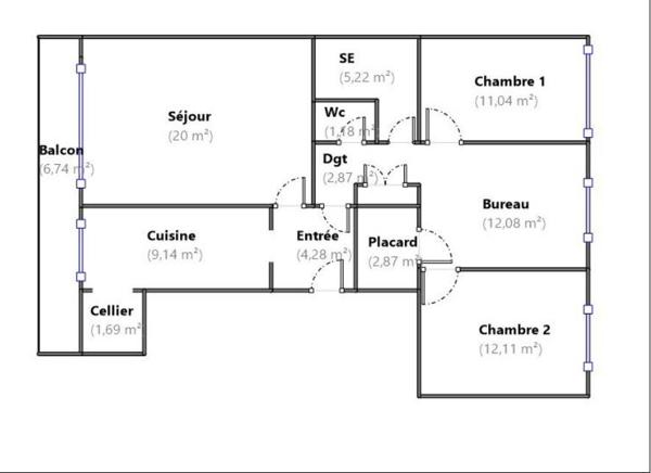 Appartement 4 pièces 82.48 m2