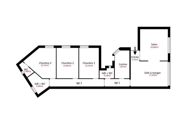 Appartement F5 à vendre  5 pièces - 104 m2 PARIS - 75013